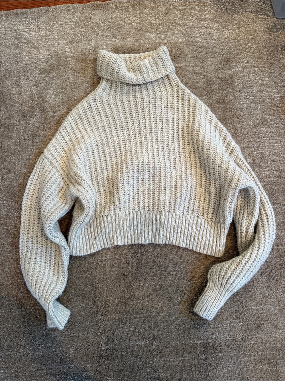 Zara Cropped Turtleneck Sweater - Cream